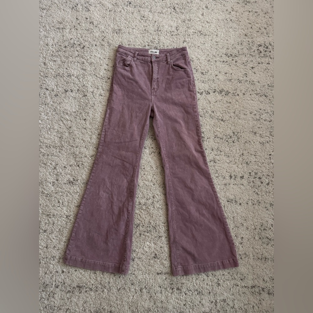 Rollas‎ East Coast Flare Corduroy Jeans Sz 28 in Pink - Picture 2 of 8